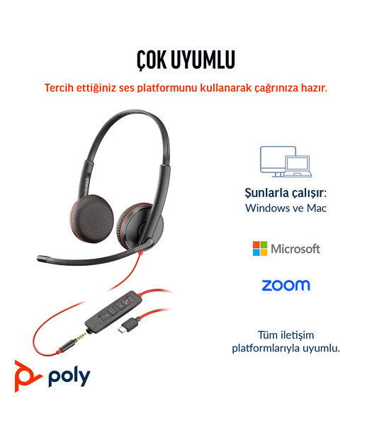 Poly BW 3225 USB-C HS +3.5mmP +USB-C/A