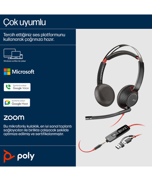 Poly BW 5220 USB-C HS +3.5mmP +USB-C/A
