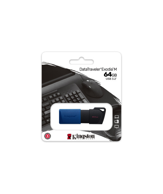 64GB USB 3.2 Gen 1 DataTravelerExodia M (Black + Blue)