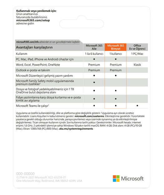Microsoft 365 Bireysel Türkçe Yeni