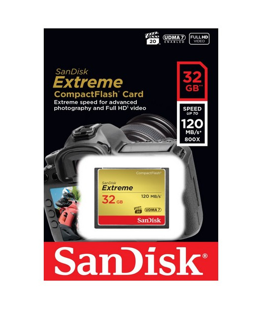SanDisk Extreme CF 120MB/s, 85MB/s write, UDMA7, 32GB