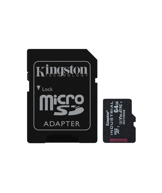 Kingston 64GB microSDXC Industrial C10 A1 pSLC Card + SD Adapter
