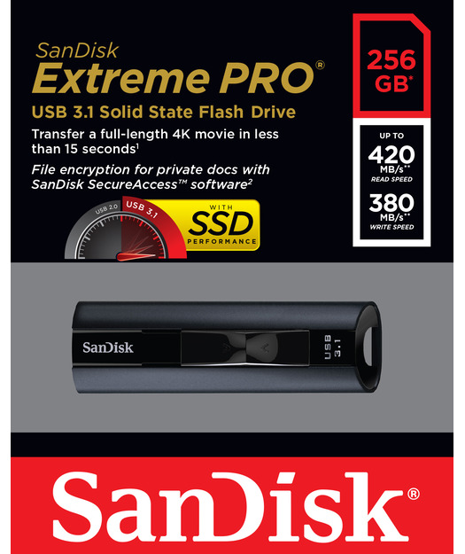 Extreme PRO USB 3.1 Solid State Flash Drive 256GB