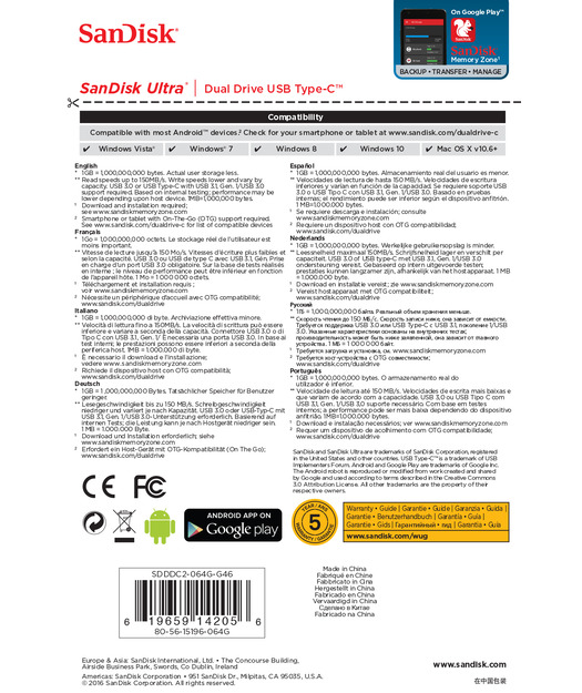 SanDisk UltDual DriveUSB TypeCTMDrive64G
