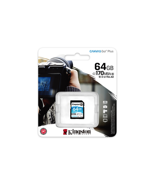 Kingston 64GB SDXC Canvas Go Plus 170R C10 UHS-I U3 V30