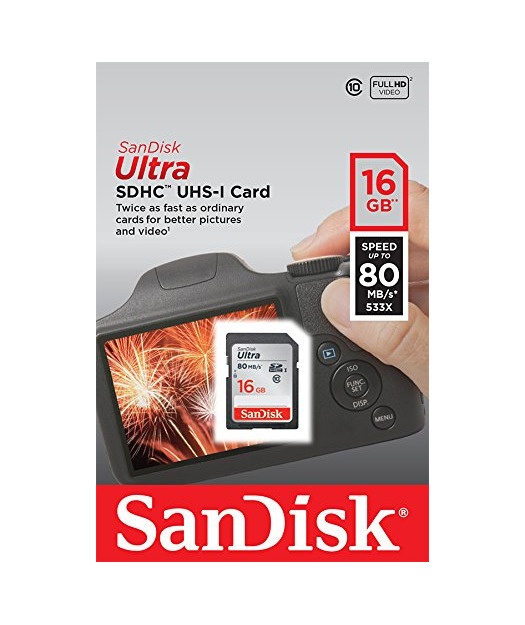 SanDisk Ultra SDHC 16GB 80MB/s Class 10 UHS-I