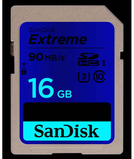 SanDisk Extreme SDHC Card 16GB 90MB/s Class 10 UHS-I U3