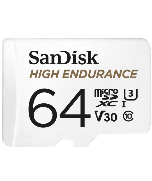 SanDisk High Endurance microSDXC 64GB + SD Adapter - for dash cams & home monitoring